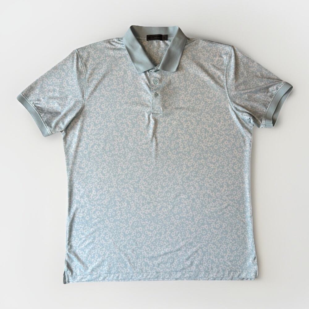 G Fore Golf Polo L Multicolor Floral Short Sleeve Polyester Stretch Summer
